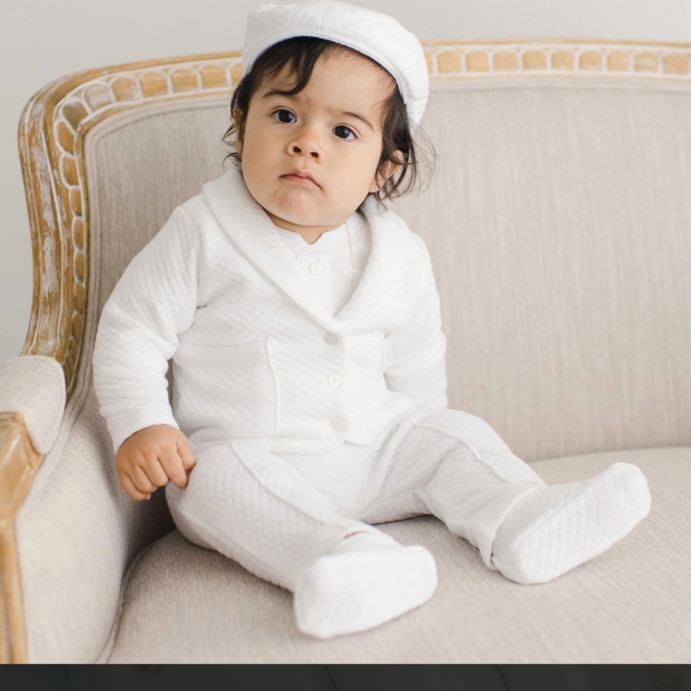 Baby Beau and Belle Elijah 3 Piece Suit with Cap and Booties 6-9 Months